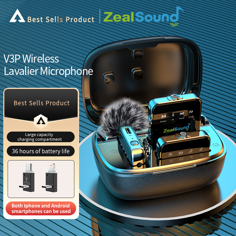 Zealsound ワイヤレス ラベリア ラペル マイク iPhone iPad Android Type-C 電話用ライブ ブロードキャスト オーディオ ビデオ録画 Vlog V3P