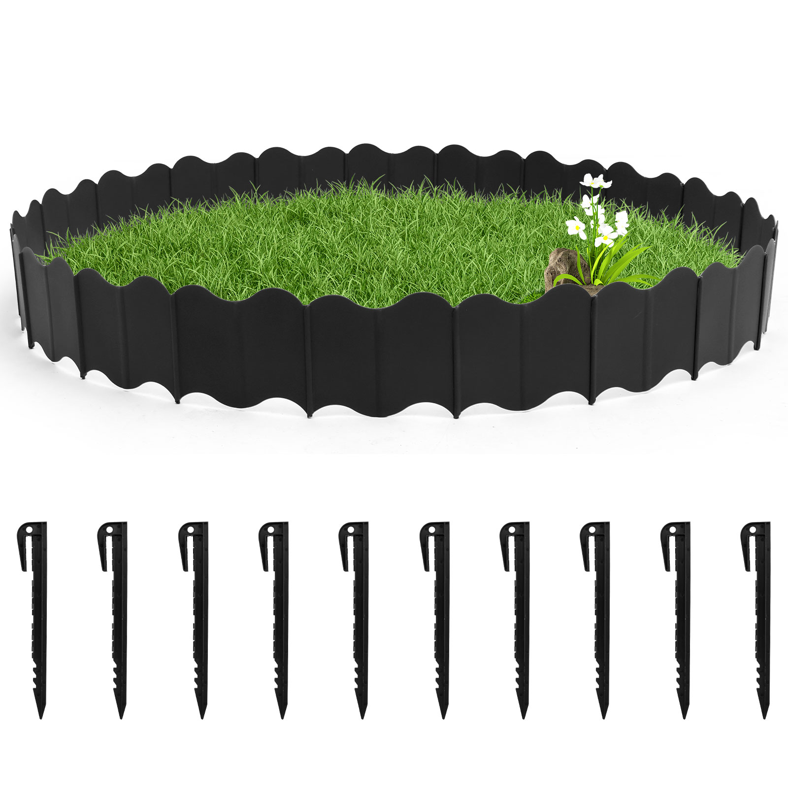 3 メートルの庭園フェンス屋外芝生地面エッジングフェンス装飾ボーダー DIY 植物サポートステーク PP プラスチック庭風景