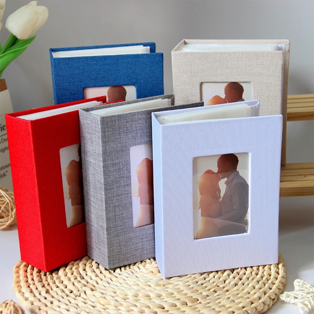 新しい 100 ポケットフォトアルバム 4 × 6 写真リネンカバースリップインアルバム DIY 書き込み可能な写真ストレージ子供の成長