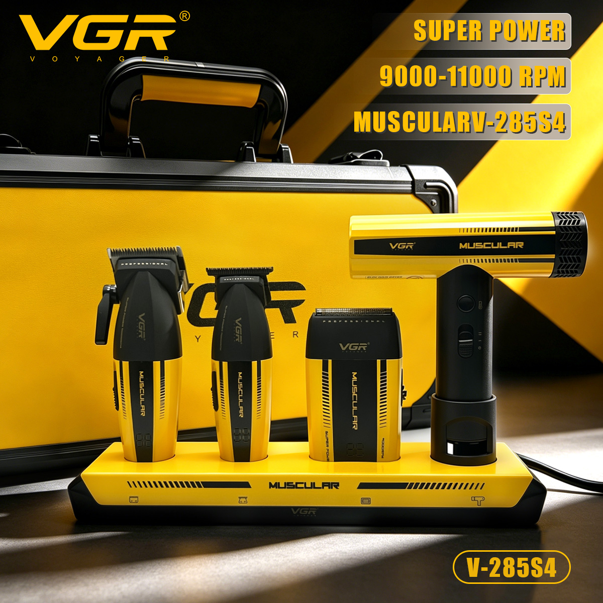 VGR ヘアトリマープロフェッショナルバリカン電気シェーバー 110000 RPM ブラシレスモーターヘアドライ金属トリマー男性用 V-285 S4