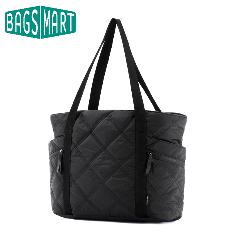 BAGSMART レディース トートバッグ レジャー ハンドバッグ 通勤 通勤 学生クラス ファッション ショルダーバッグ 大容量 ナイロンハンドバッグ