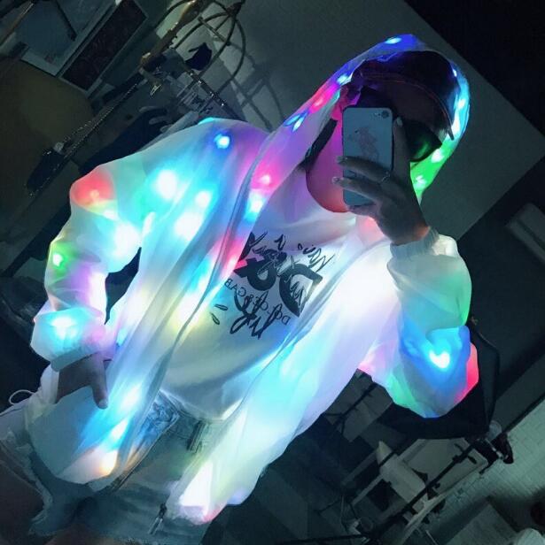 LED ジャケット多色ライトコートナイトクラブダンスステージパーカー男性ダンス