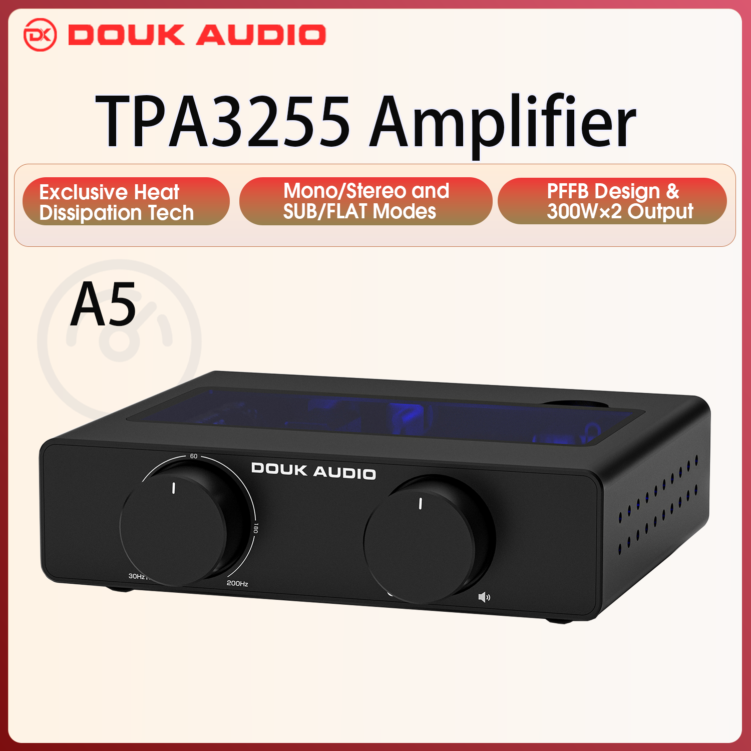 Douk オーディオ A5 ミニ TPA3255 デジタルパワーアンプ HIFI 300 ワットクラス D ホームステレオスピーカーアンプ