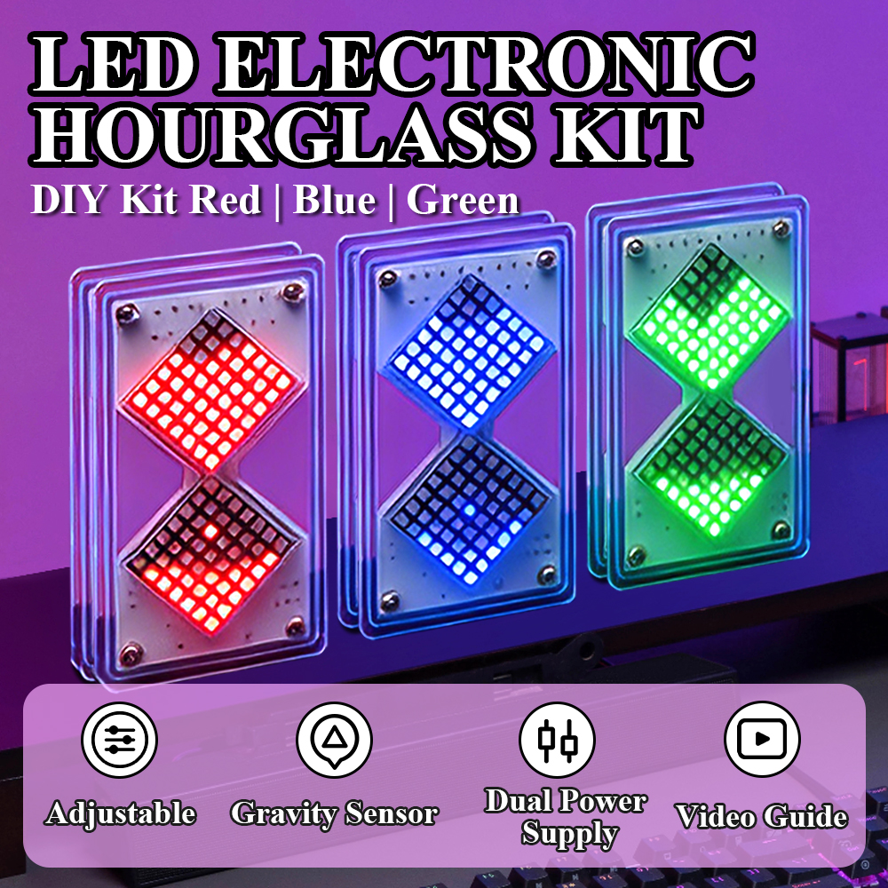 DIY 電子キット LED ドットマトリックスコンポーネント砂時計重力感知タイマー PCB はんだ付け練習キットデュアル電源 DC5V