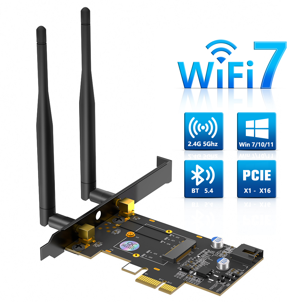 M2 Wi-FiスロットからMキーへのコンバーター、PCIe X1からM.2 Wi-Fi Bluetoothアダプター（ヒートシンク付き） - A+EキーM.2モジュール（2.4GHz/5GHz）に対応