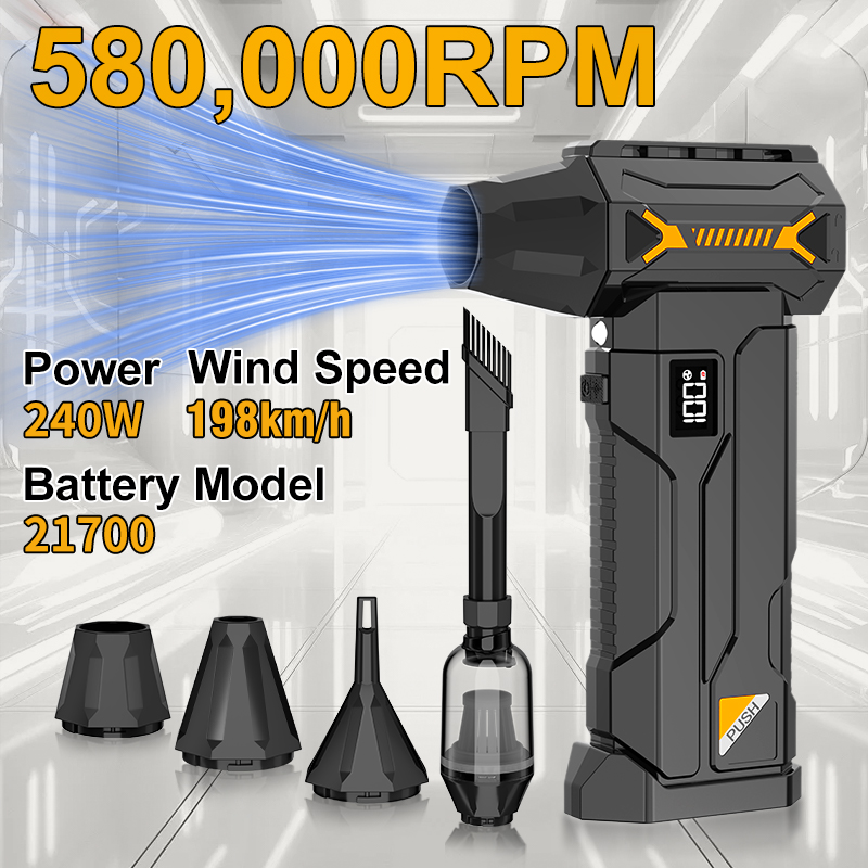 580000RPM 強力なターボブロワー USB 充電式コードレス掃除機強風圧 LED 照明車/コンピュータークリーニング