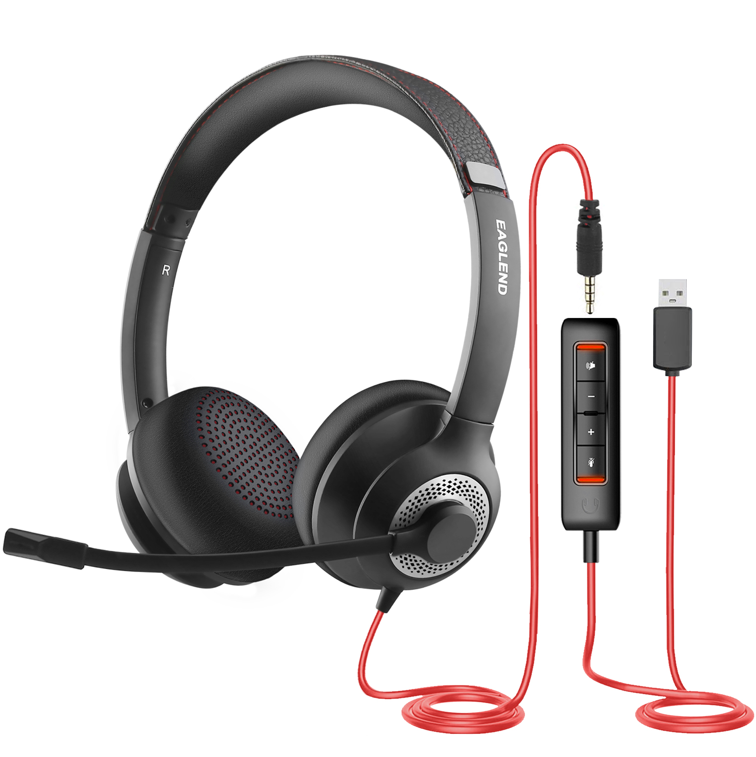 JIAMQISHI USB ヘッドセット PC コンピューター ヘッドフォン ノイズキャンセリング MIC インライン制御付き ホーム オフィス オンライン クラス Skype Zoom