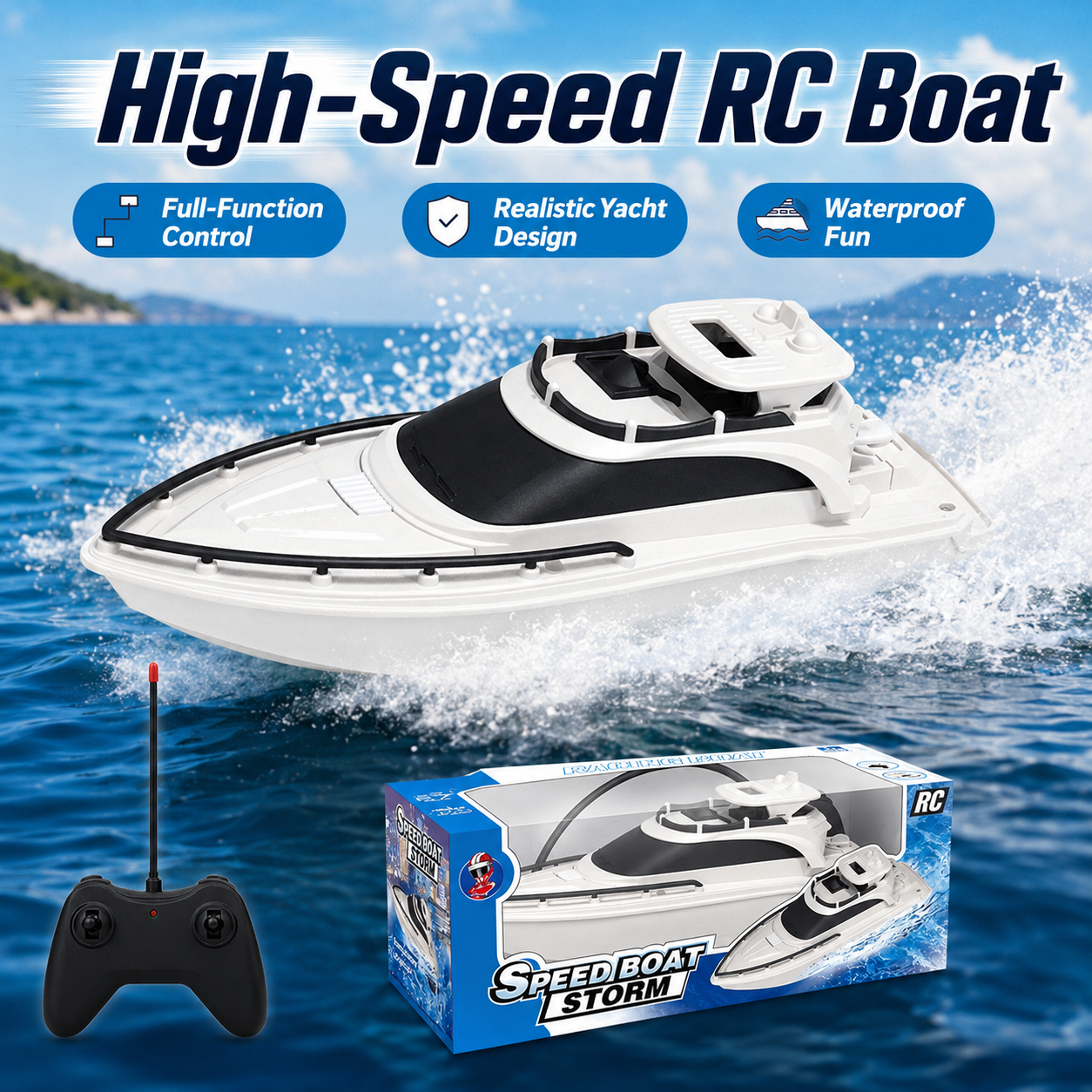 2.4GHz 高速 RC ボート防水リモートコントロールスピードボートデュアルモーター電動レーシングボート屋外水のおもちゃ子供男の子のため