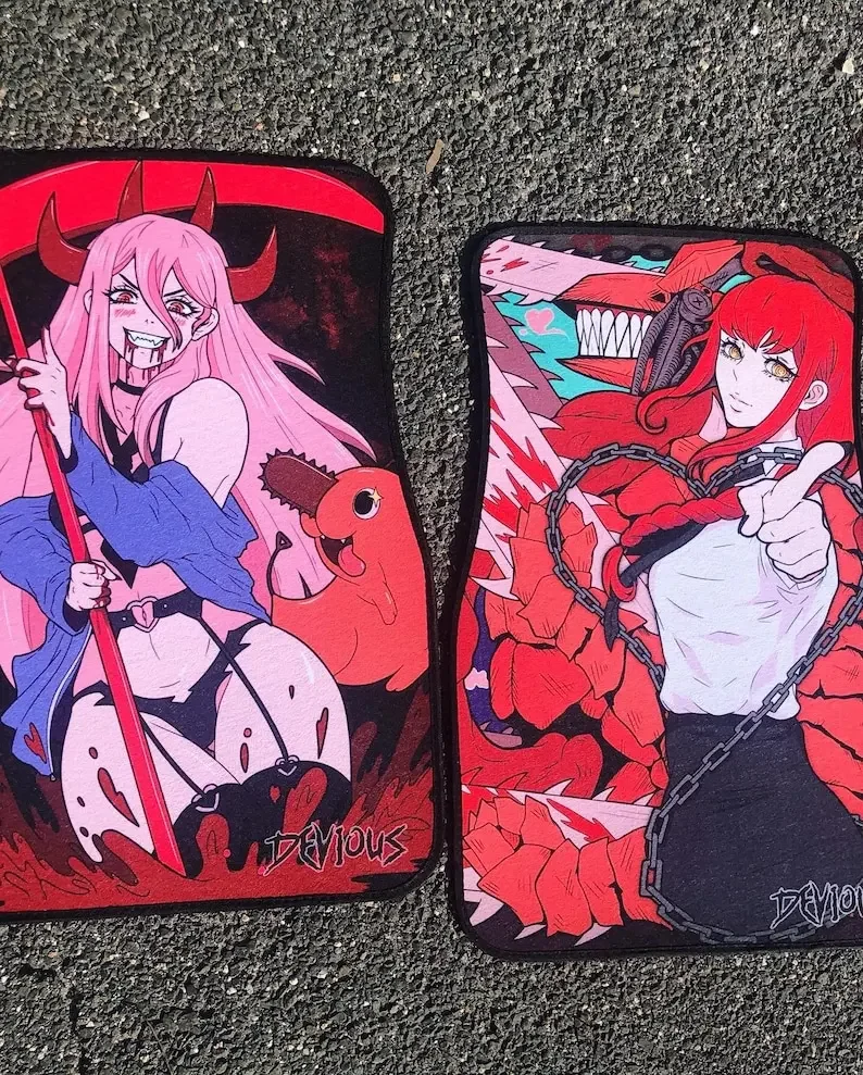 Devil Waifu カーマット ピンク アニメ カスタム 車 4 ピース パッド カーアクセサリー