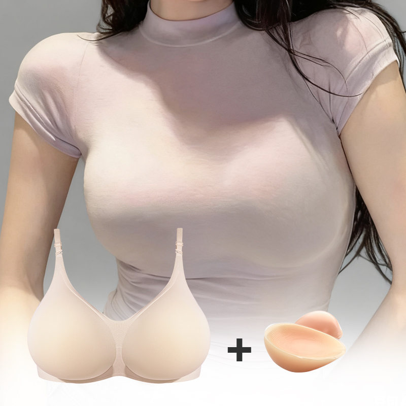 LERVANLA シリコーン胸パッドフォームパッド胸女性の偽のおっぱい強化拡大下着 2-in-1 胸が大きくなる