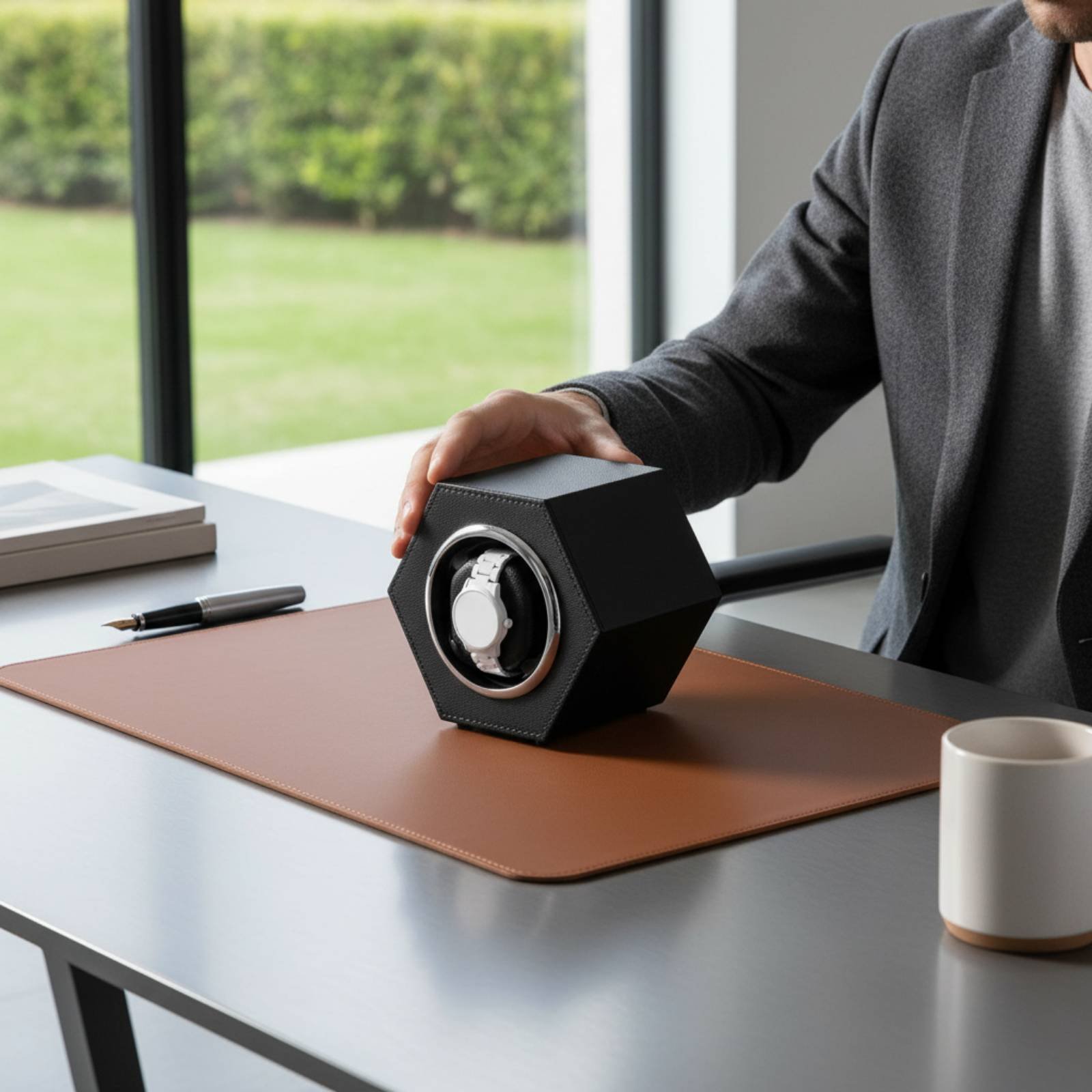 シングル ウォッチ ワインダー 2 つの回転モード シングル ウォッチ ワインダー ボックス 静かな駆動機構 PU レザー仕上げ 寝室、クローゼット用