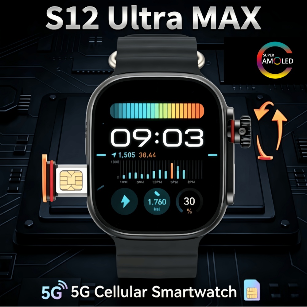 S12 ウルトラ MAX スマートウォッチ Android 12.0 5G ネットワーク Sim カードロータリーカメラ Amoled Google Play ストアグローバルバージョンスマートウォッチ