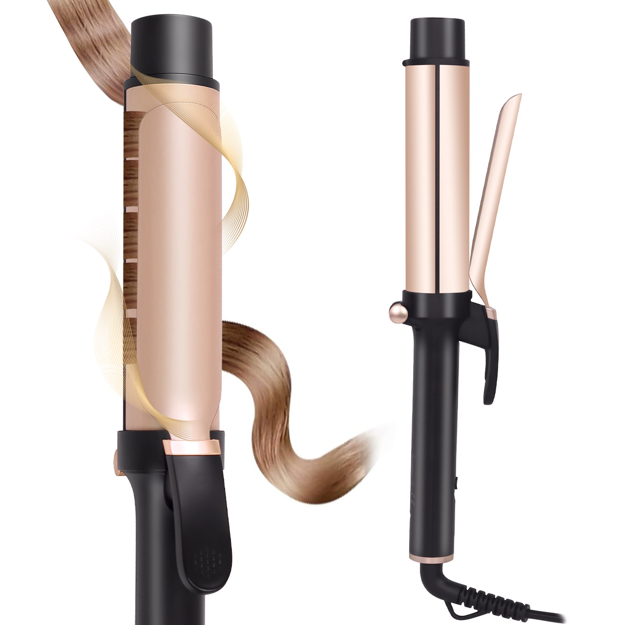 Hatteker 36 ミリメートルラージウェーブカーリングワンドフレンチレイジーカール前髪内側ヘアアイロン用家庭用プロフェッショナルスタイリング HT-101