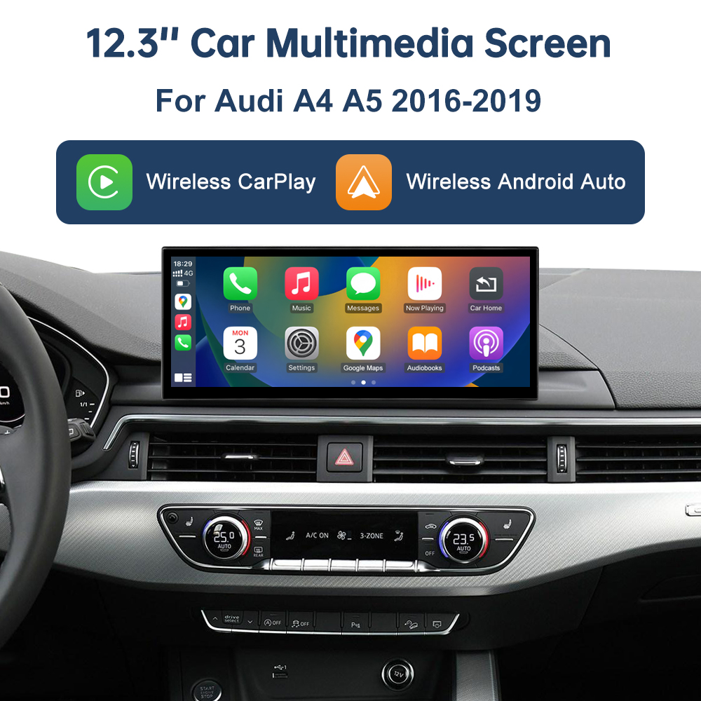 CN 12.3 マルチメディアディスプレイタッチスクリーンアウディ A4 S4 A5 S5 2014-2019 Airplay Miracast 機能ワイヤレス Carplay Android 自動
