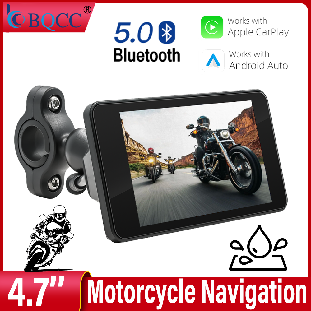 BQCC 4.7 ''オートバイカープレーヤーワイヤレス Carplay Android 自動 IPS HD スクリーン防水デュアル Bluetooth カーラジオ B5341