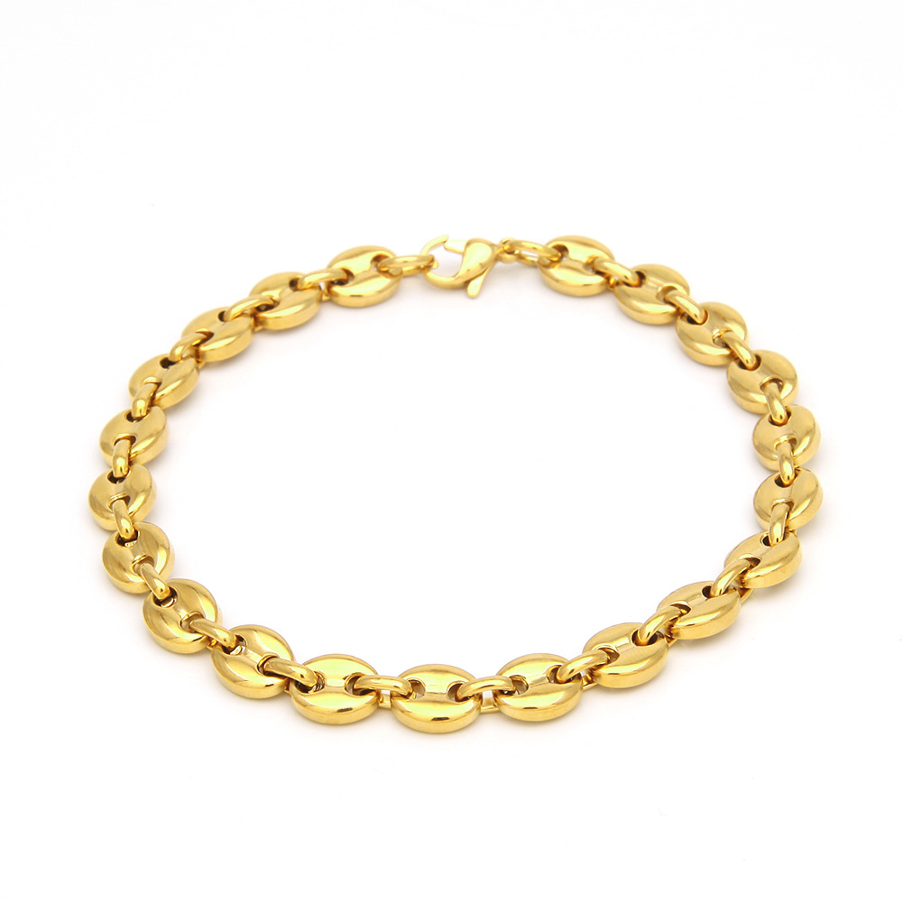高級 24K 9999 純金リアルゴールドヨーロッパとアメリカのヒップホップメンズ豚鼻ブレスレット