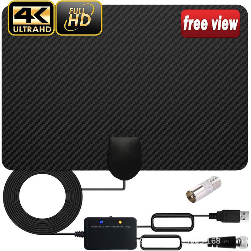 新しいカーボンファイバー屋内 TV アンテナ HDTV デジタル TV アンテナ 4K デュアル増幅信号アンプ