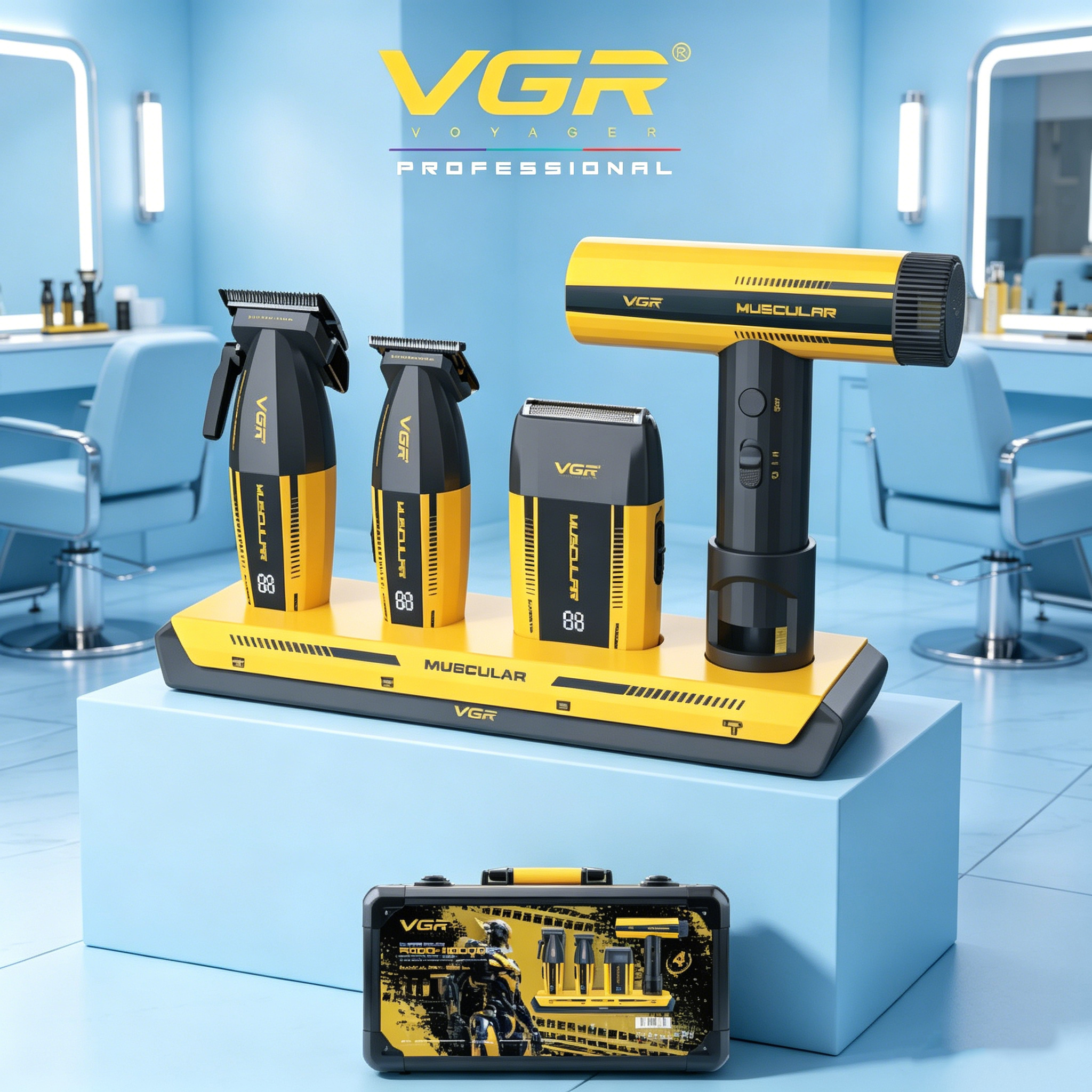 VGR プロフェッショナルバリカン 9000 RPM ヘアケア器具調整可能な 4 IN 1 DLC ブレード高級バリカン男性用 V-285 V-285 S4