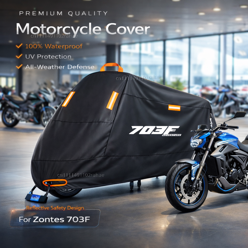Zontes ため 703F 2025 オートバイカバー防水ヘビーデューティポリエステルターポリン UV 保護屋外雨塵太陽プロテクター