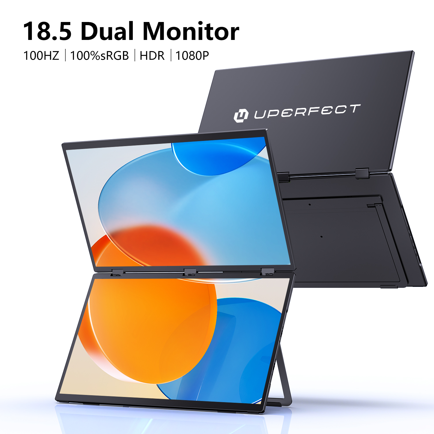 完璧なトリプルスクリーン 15.6 インチ/18.5 インチポータブル折りたたみ式モニターデュアルスクリーンスタンドエクステンダー付き 1080P FHD IPS ラップトップ Windows 用