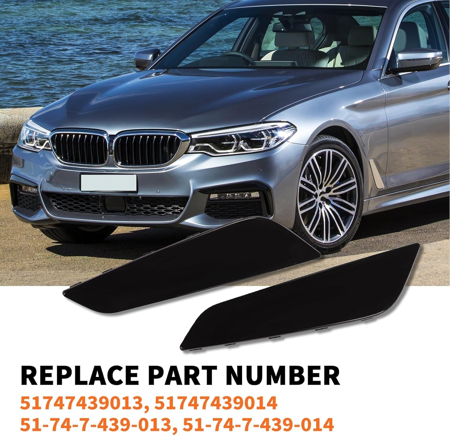 フロントフェンダーベントダクトトリム BMW 5 シリーズ G30 530e 530i 540d 540i 2017-2023 交換用 51747439013 51747439014 サイドベントカバー