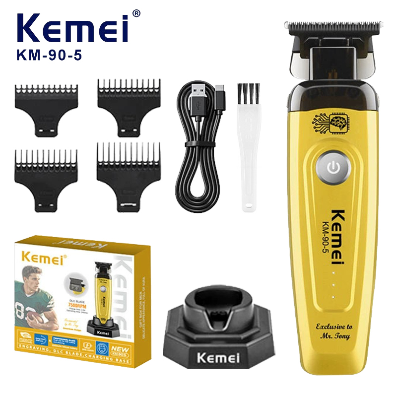 Kemei KM-90-5 プロフェッショナル 7500 RPM バリカン理容室用充電式トリマーブラシレスモーターヘアカットマシン男性用