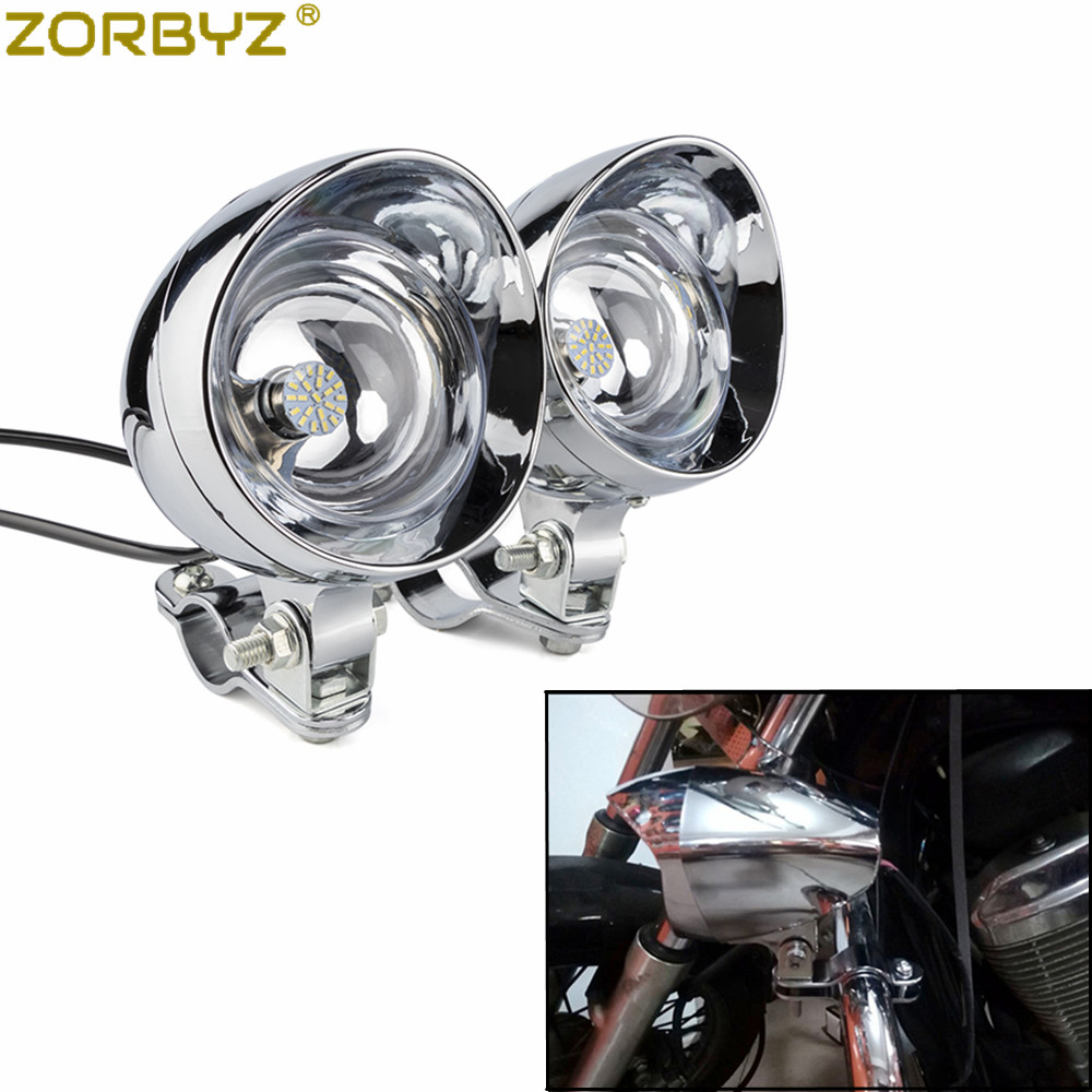 ZORBYZ クロームオートバイ LED 弾丸通過スポットフォグライトロールケージガードバーチューブマウントブラケットクランプ