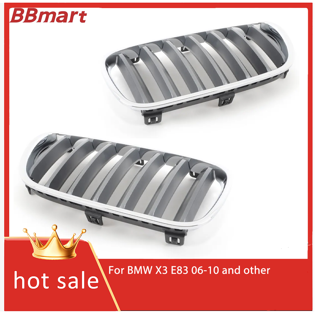 51113420091,51113420092 フロント左右グリル BMW X3 E83 06-10 など。BBmart