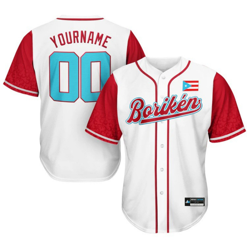 2026 カスタム名番号メンズプエルトリコ旗野球ジャージ半袖ボタンダウンスポーツカジュアル Camiseta De Beisbol