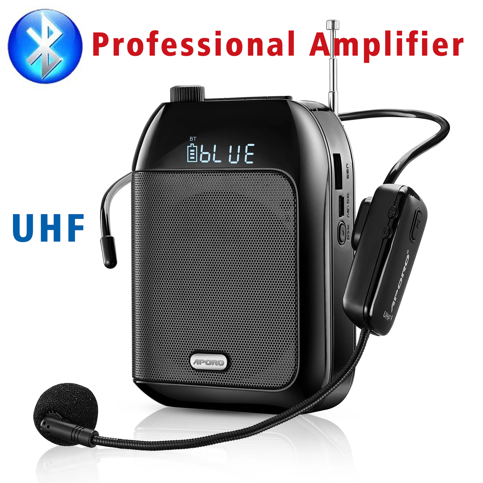 15 ワット UHF Bluetooth 有線/ワイヤレス音声アンプポータブル教育講義ツアーガイド TF UDisk メガホンマイクスピーカー