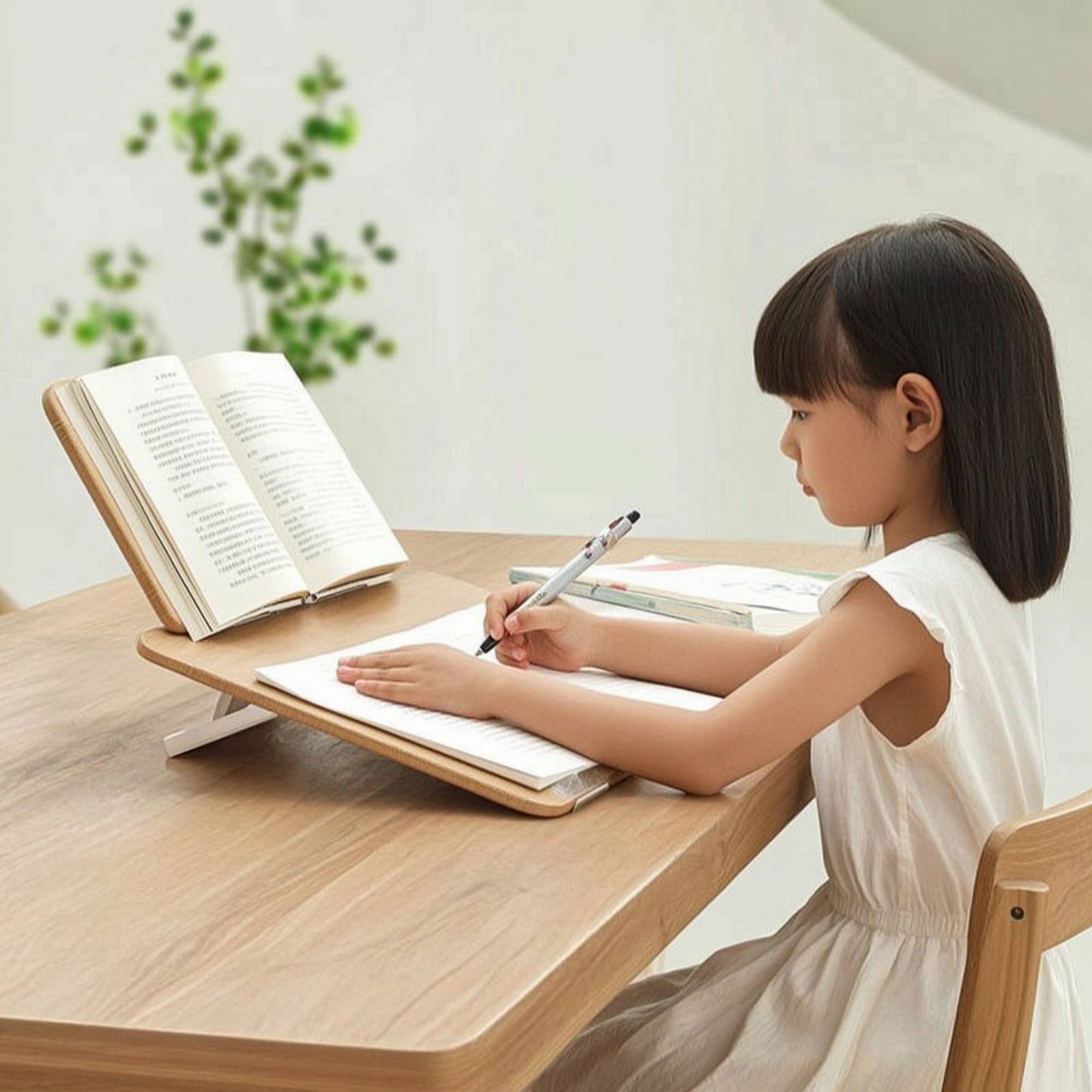 ブックレスト付きスタディボード 読書ラック付き木製ライティングボード 調節可能なライティングスロープ 折りたたみ式デスクトップブックスタンド L