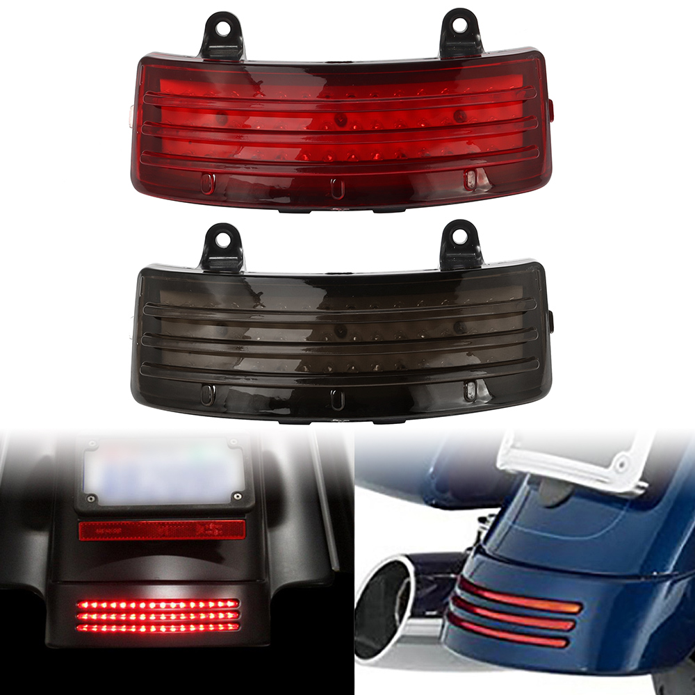 オートバイスモーク/レッドトライバー LED リアテールフェンダーチップライトハーレーエレクトラストリートロードグライド 2014-2019