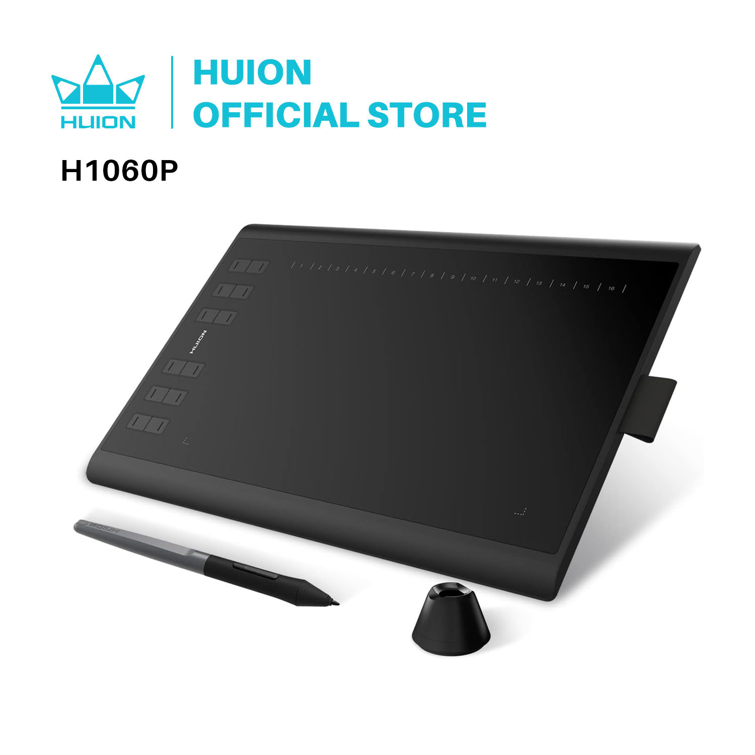 HUION Inspiroy H1060P グラフィック描画タブレット、8192 筆圧感度のバッテリー不要のスタイラスと 12 個のカスタマイズされたホットキー、10