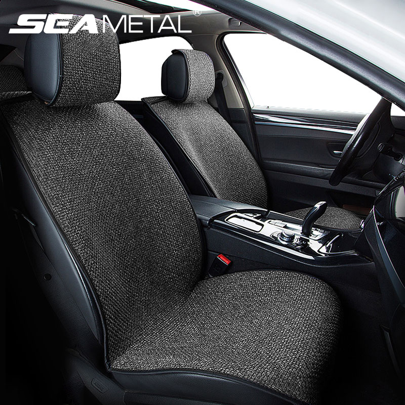 Seametal 通気性リネンカーシートカバーパッド夏クールシートクッションユニバーサルサイズカーシートプロテクターカーアクセサリー用
