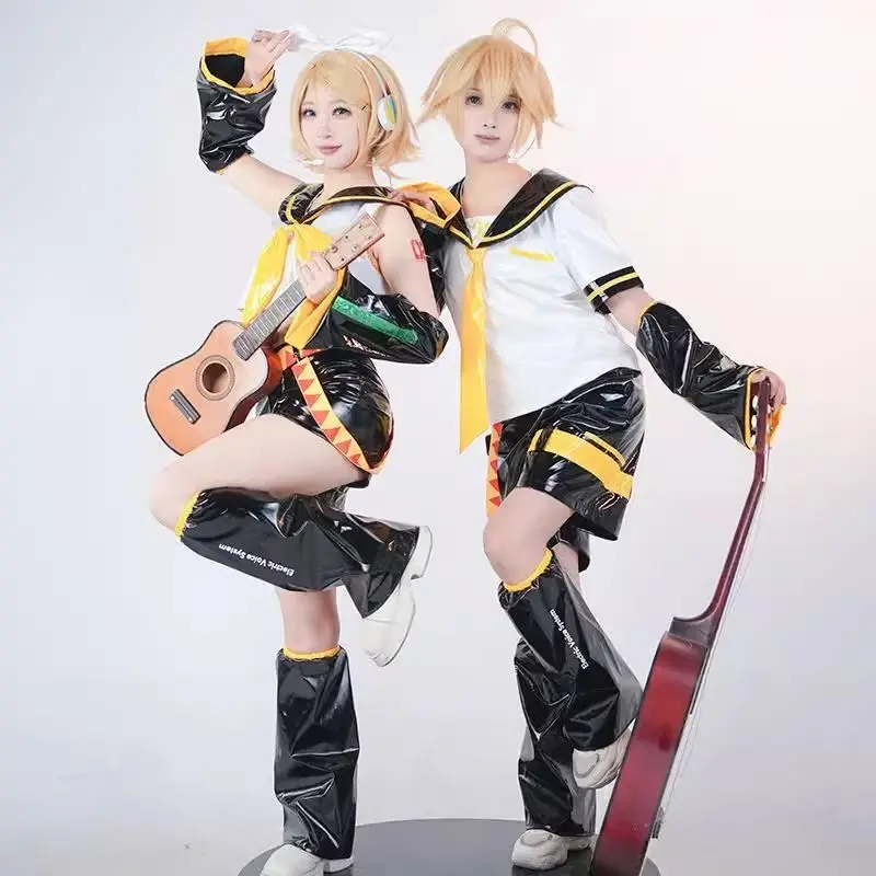 在庫 XS-L リンレンコスプレ衣装ウィッグ帽子ヘッドフォンアニメゲームミクウ JK セーラー制服ハロウィンパーティー衣装