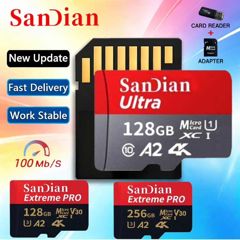高品質オリジナル 128GB マイクロメモリーカード 256GB Class10 U3 A2 フラッシュ TF/SD カード SD メモリーカード 4K ドローン スマートフォン カメラ用