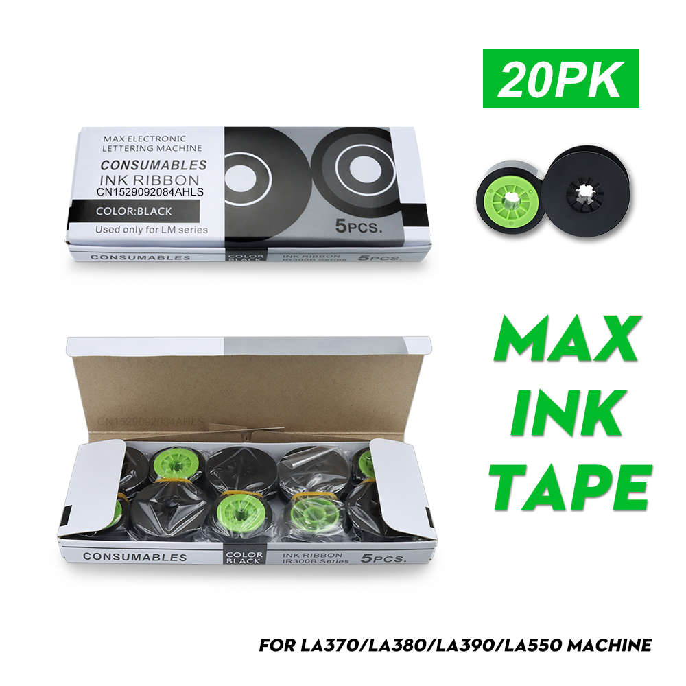 10/20PK 互換 MAX インクリボン LM-IR300B MAX 電子レタリングマシン LM-370 LM-380 LM-390 LM-550 LM シリーズインクテープ用