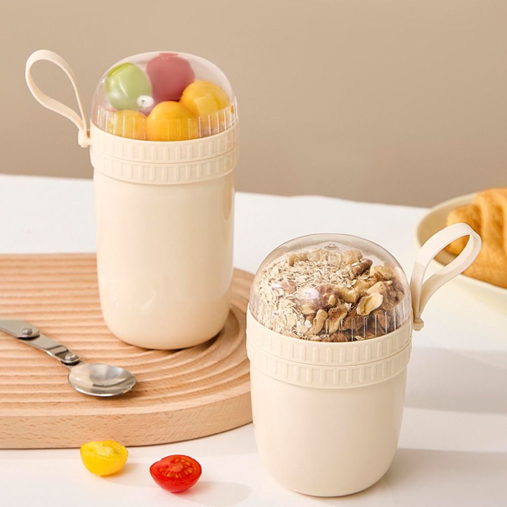 新しい 320 ミリリットル/520 ミリリットル朝食カップハンドヘルドシールサラダカップ再利用可能な漏れ防止オートミール容器オートミールシリアルナッツヨーグルト
