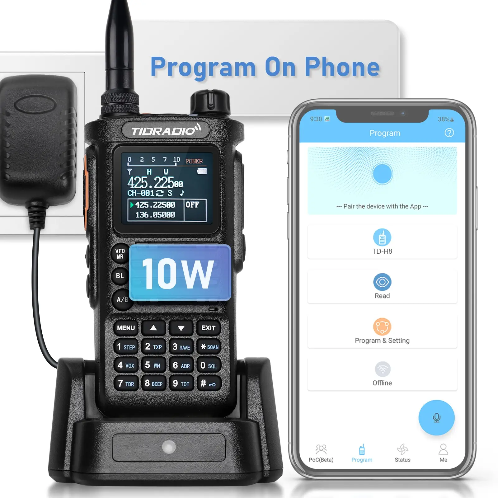 TIDRADIO TD-H8 10W Professional Walkie Talkie long range Tow Way Radio Outdoor Wireless Programming Rechargeable Commutator GMRS