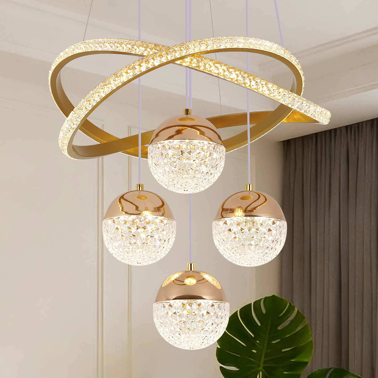 現代の LED シャンデリア照明 3 LED 色北欧レストラン照明リビングルームシャンデリアランプ照明器具