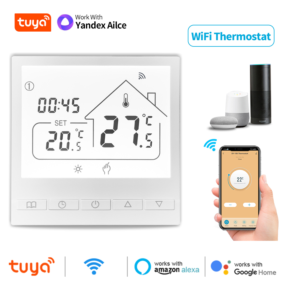 MANHOT Tuya スマート WIFI ルームサーモスタット水/ガスボイラー電気床給湯温度コントローラー Google Alexa Yandex