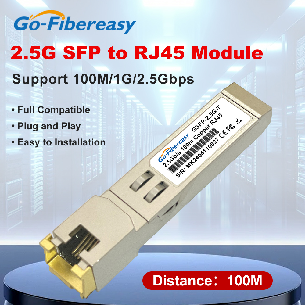 2.5G SFP - RJ45 Copper Optica モジュール 1.25G/2.5GBase-T 100m RJ45 ポート互換 Mikrotik、HORACO、KEEPLiNK 2.5Gb SFP ファイバー スイッチ