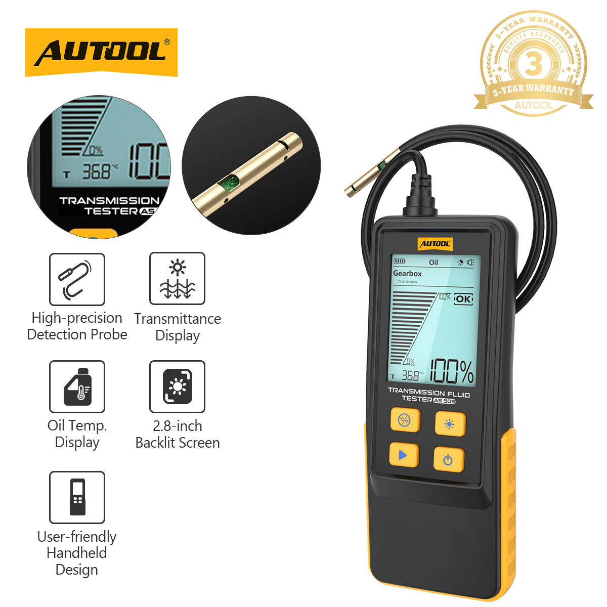 AUTOOL AS505 車のトランスミッション液テスターデジタル表示 ATF 交換器ギアボックスオイルテスターツールディーゼルエンジン用
