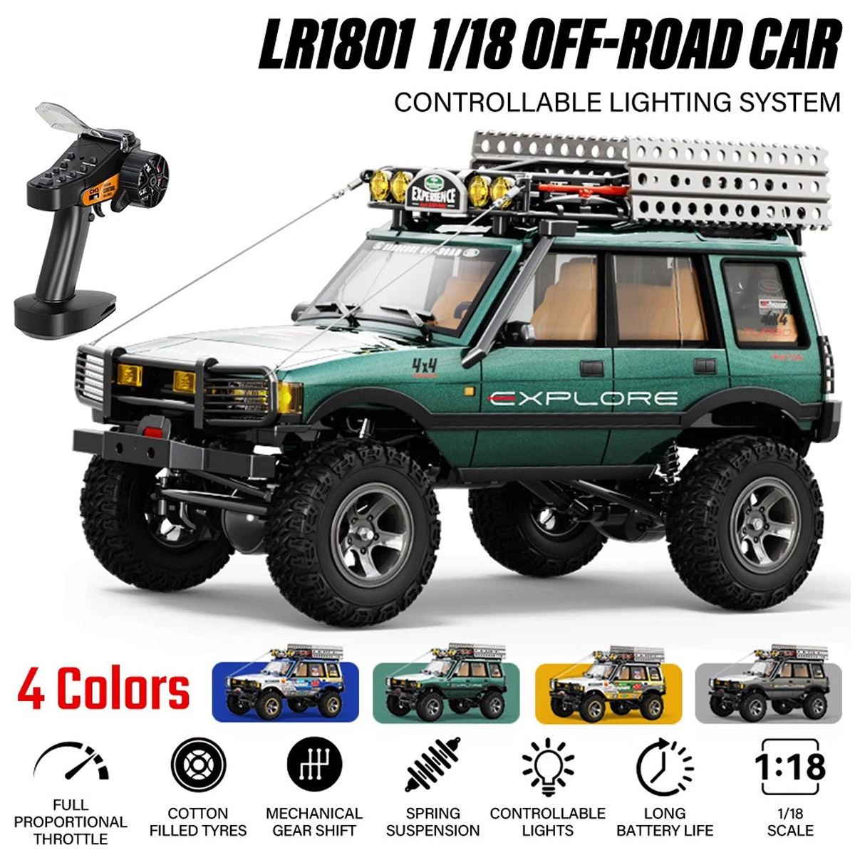 JXC LR1801 1/18 RC カー 4WD フルプロポーションデュアルスピードシミュレーションクライミングオフロードモデルのおもちゃ大人のギフト