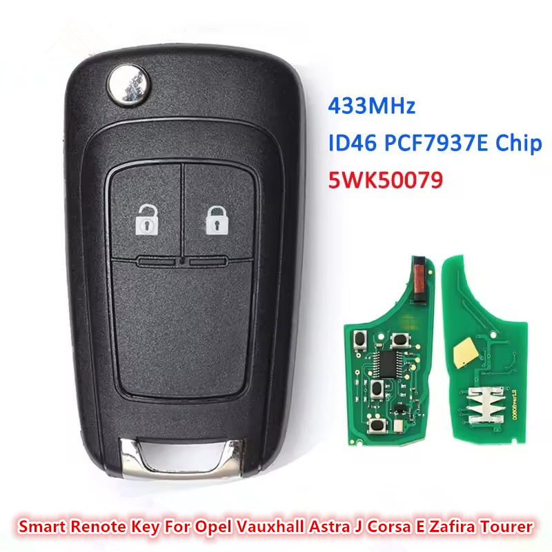 KEYECU 5WK50079 433MHz オペルボクソールアストラ J コルサ E ザフィーラツアラー記章 Mokka Viva アダムカスケード 2009-2017 リモートキーフォブ