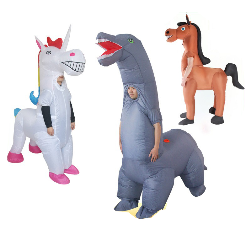 ハロウィンウォークユニコーンインフレータブル動物コスプレ衣装馬パーティー楽しい屋外ゲーム服インフレータブル人形衣装