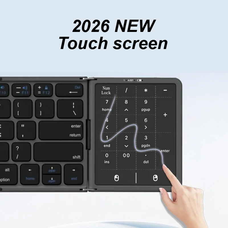 新しい三つ折り折りたたみ Bluetooth キーボードタッチパッド付きポータブル折りたたみキーボード PC Mac スマートフォン IPad