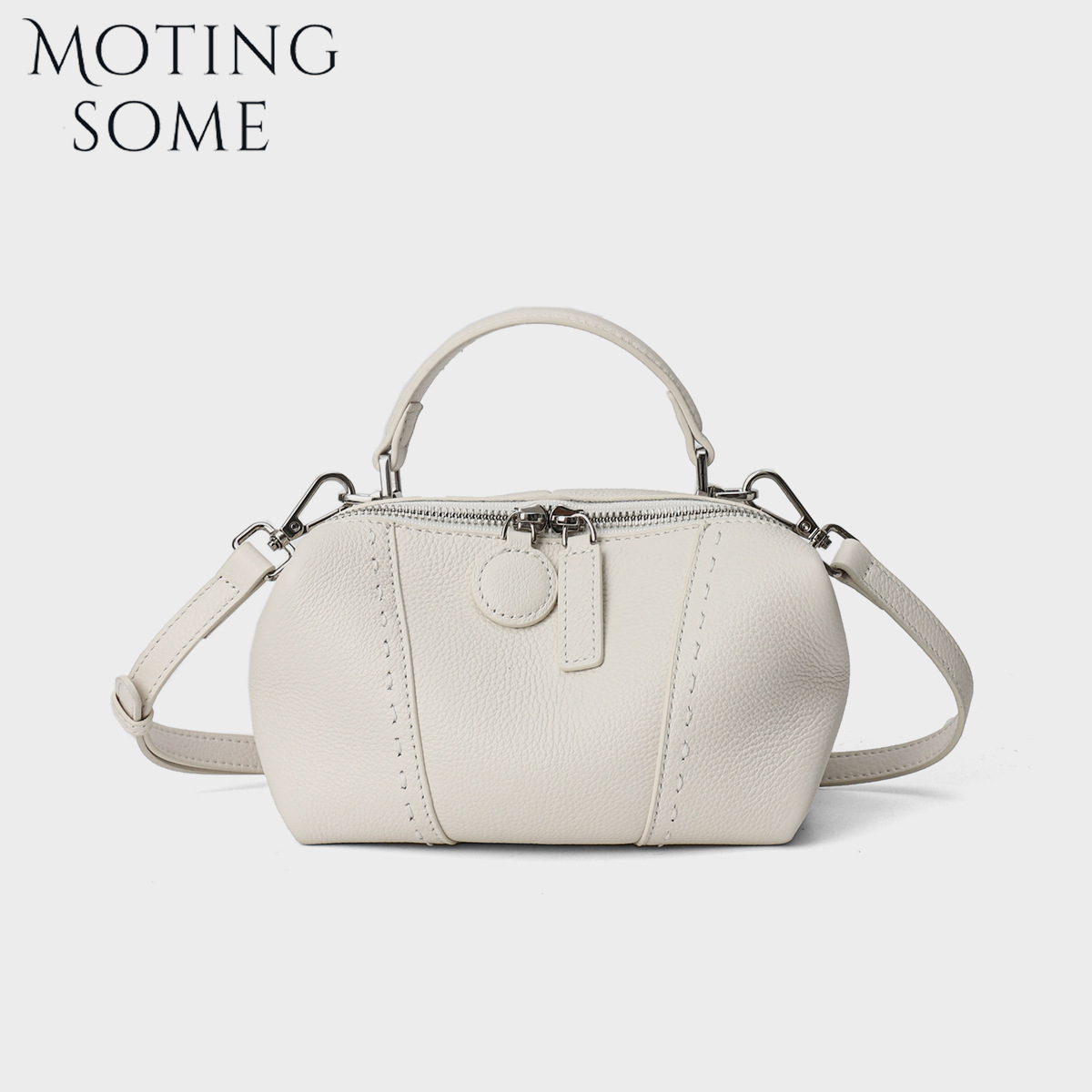 Motingsome ベージュレザーバッグ本物の牛革ハンドバッグクロスボディメッセンジャーかばんバッグファッションデザイナー小さな財布脇の下