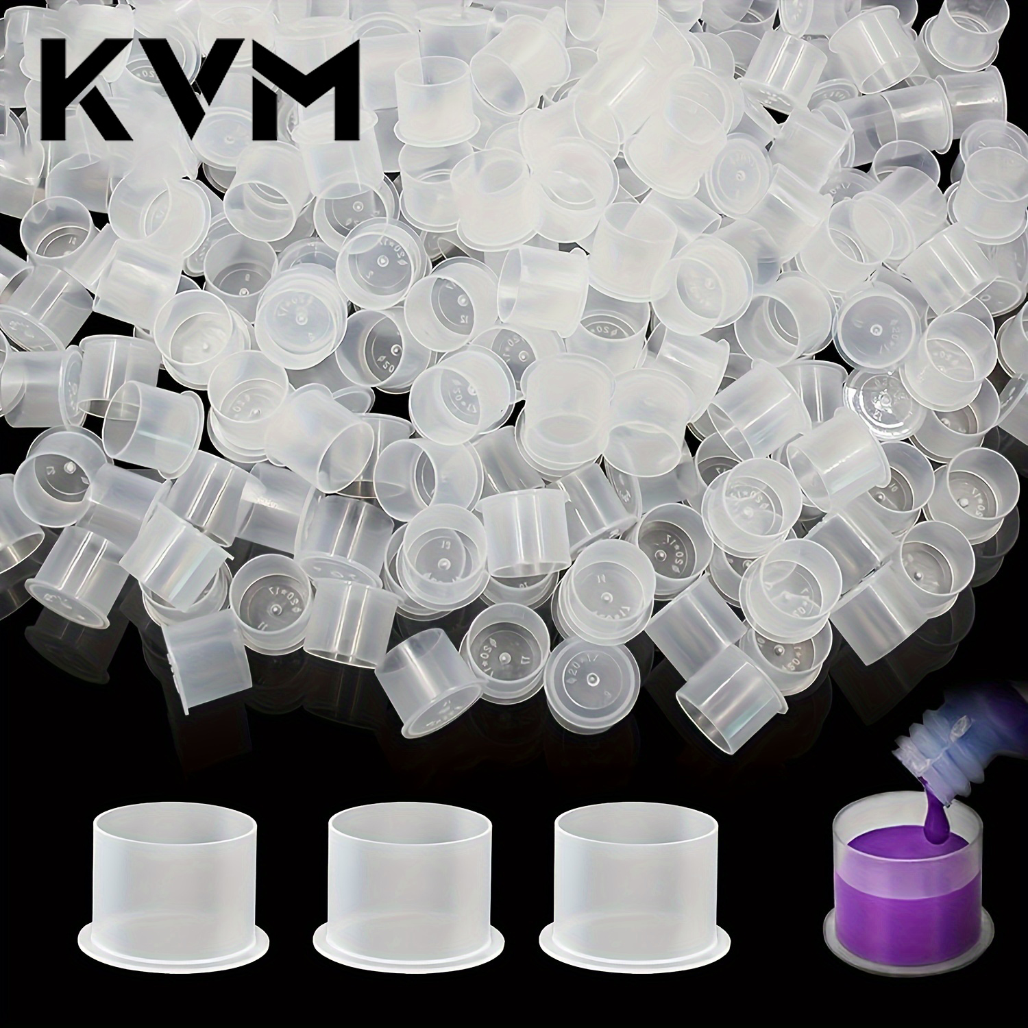KVM 500/1000 個使い捨てタトゥー顔料カッププラスチック容器インクカップベース S/M/L/XL アートメイクタトゥー供給