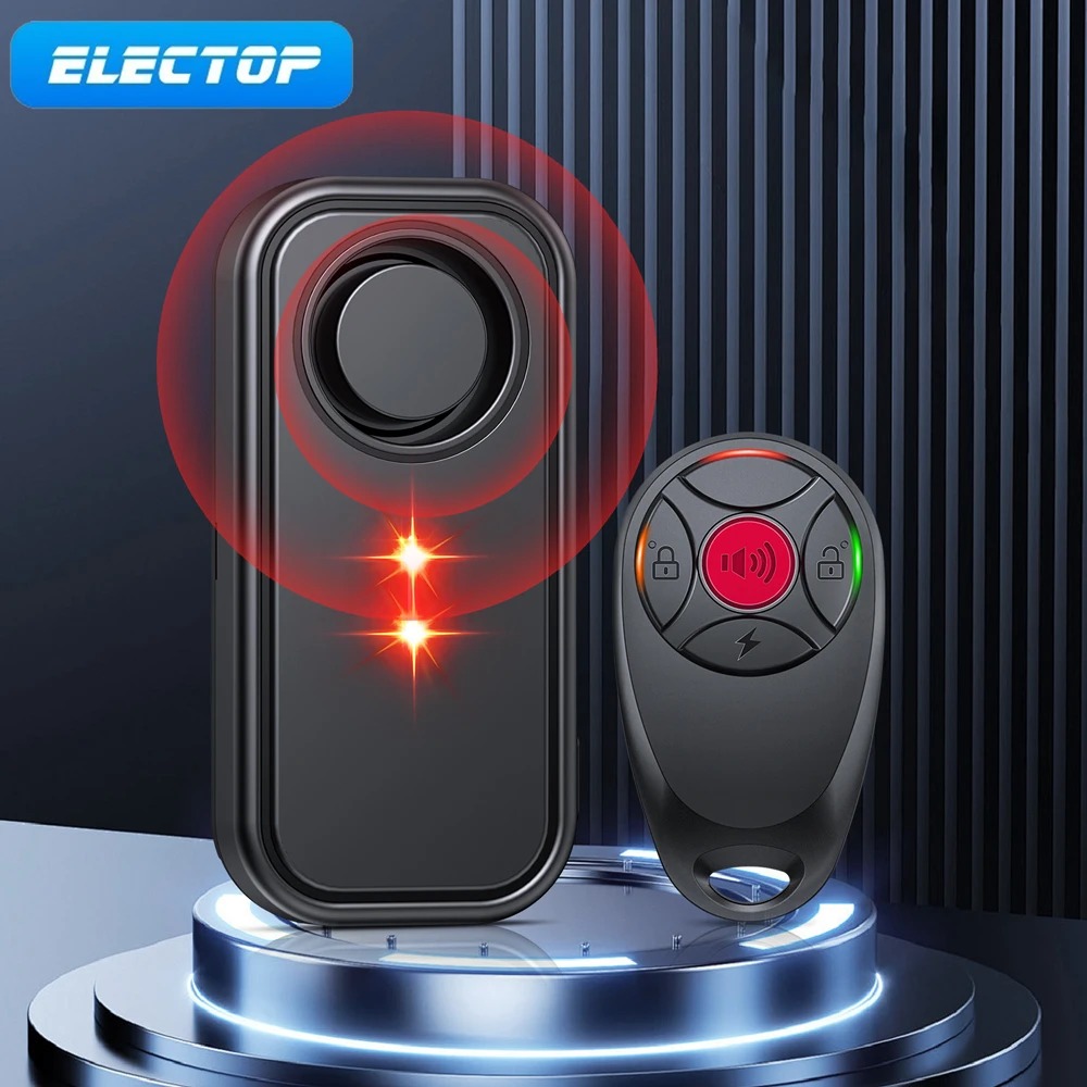 Electop 113db 電動自転車アラーム振動モーションセンサーアラーム、リモート盗難防止警報システム付き電動自転車スクーター用 LED ライト付き